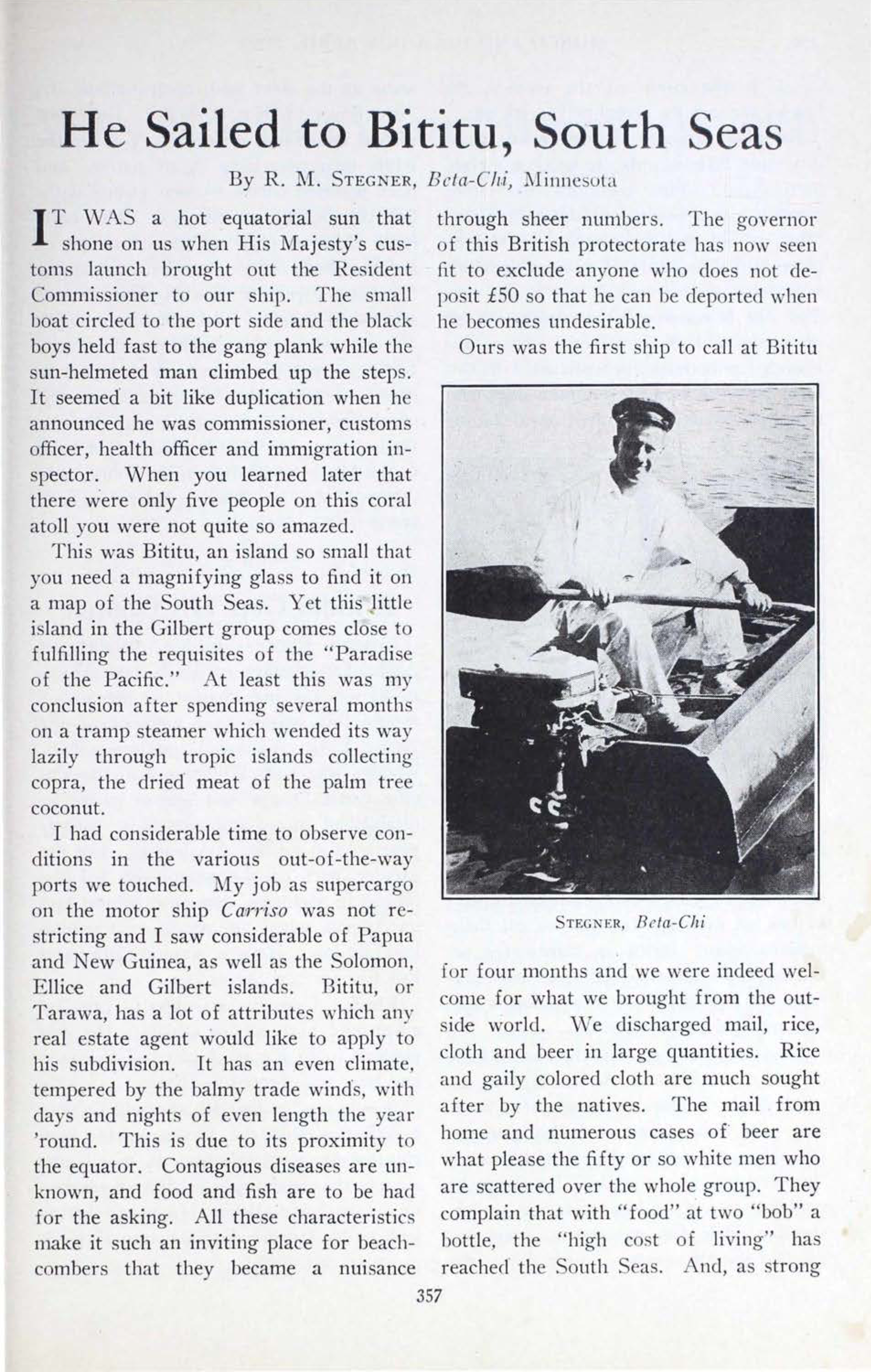 He Sailed To Bititu, South Seas